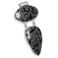 Natural Snowflake Obsidian .925 Sterling Silver Pendant