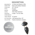 Natural Snowflake Obsidian .925 Sterling Silver Pendant