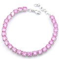 5 mm Round Pink Topaz Gemstone set in Silver Eternity Bracelet