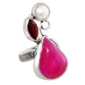 Beautiful Natural Pink Lace Botswana Agate, Pearl Gemstone .925 Sterling Silver Ring US 5.5 or UK L