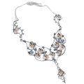 Feature Piece Faceted Peach Quartz Gemstone .925 Sterling Silver Necklace