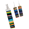 Vibrant Rainbow Calsilica Solid. 925 Sterling Silver Earrings and Pendant Set