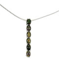 Deluxe 6 Natural Rainbow Flash Black Fire Opal Solid.925 Sterling Silver 14K White Gold Necklace