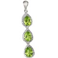 Deluxe Natural Peridot And AAA White CZ in Solid .925 Sterling Silver Pendant and Earring Set