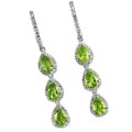 Deluxe Natural Peridot And AAA White CZ in Solid .925 Sterling Silver Pendant and Earring Set