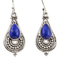 Natural Lapis Lazuli Gemstone Solid .925 Silver Earrings