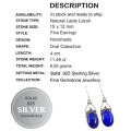 Bali - Natural Lapis Lazuli Gemstone Solid .925 Silver Earrings