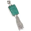 Natural Peruvian Amazonite .925 Sterling Silver Tassel Pendant for a Long Chain