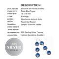 Extra Long Paris Blue Topaz Gemstone .925 Silver Earrings