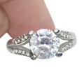 AAA White Cubic Zirconia Engagement Solid .925 Sterling Silver Ring Size US 7 / UK O
