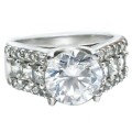 28 cts AAA White Cubic Zirconia Engagement Solid .925 Sterling Silver Ring Size US 7 / UK O