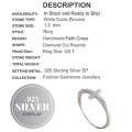 Sideways Faith Cross Diamond Cut White Cubic Zirconia .925 Silver Ring Size 7 or O
