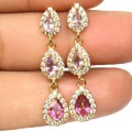 Deluxe Natural Purple Amethyst Mystic Pink Topaz White CZ Gemstone Solid.925 Silver 18K Yellow Gold