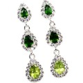 Deluxe Natural Unheated Chrome Diopside, Peridot, CZ Solid .925 Silver 14k White Gold Earrings