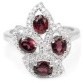 Top Natural Unheated Rhodolite Garnet, Cubic Zirconia Solid .925 Sterling Silver Ring US 7.25