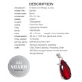 Handmade Pear Shape Deep Rich Red Garnet Gemstone .925 Sterling Silver Pendant