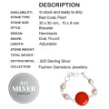 Gorgeous Red Coral, Pearl .925 Sterling Silver Bracelet