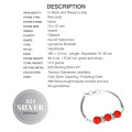 Handmade Round Red Coral Gemstone .925 Sterling Silver Bracelet