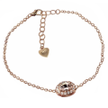 Deluxe Rose Gold Natural Morganite White Cubic Zirconia Solid .925 Sterling Silver Bracelet