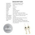 Two Tone Black Tourmaline Gemstone set in Solid .925 Sterling Silver Earrings