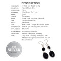 Handmade Elegant Natural Black Onyx Drop Dangle .925 Sterling Silver Earrings