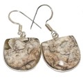 Gorgeous Earth Mined Natural Mexican Laguna Lace Gemstone Solid .925 Silver Earrings