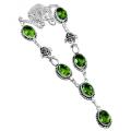 Handmade Faceted Peridot Oval Gemstone Rose Charm .925 Silver Necklace