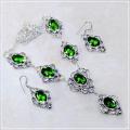 Faceted Peridot Gemstone .925 Silver Necklace and Earrings Set