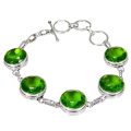 Faceted Peridot Gemstone Ovals .925 Sterling Silver Silver Bracelet