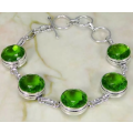 Faceted Peridot Gemstone Ovals .925 Sterling Silver Silver Bracelet