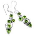 Handmade Mixed Shapes Peridot Gemstone  .925 Sterling Silver Earrings