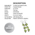 Handmade Modern Peridot Round Gemstones .925 Sterling Silver Earrings