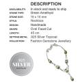 Handmade Faceted Ovals Green Amethyst Gemstone  .925 Silver Necklace