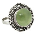 Natural Scottish Moss Prehnite Gemstone .925 Silver Ring size US 7.5 or P