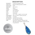 VERY RARE  Natural Lightning Azurite with Quartz Solid .925 Sterling Silver Pendant