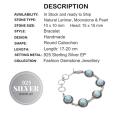 Natural Larimar Gemstone .925 Sterling Silver Bracelet