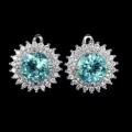 Huge Saving -Natural Blue Topaz Diamond Cut CZ Solid  925 Sterling Silver Pendant and Earrings