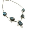 Lovely Everyday Wear Natural Labradorite Gemstone 925 Silver Necklace
