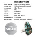Beautiful Colours Natural Copper Chrysocolla Gemstone 925 Sterling Silver  Size US 10 or T