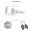Handmade From Nepal Natural Turquoise Red Coral Gemstone Marquise Shape Tibetan Silver Earrings