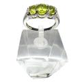 Deluxe Natural Unheated Peridot and White Topaz Solid .925 Sterling Silver Size 8 or Q