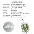 Faceted Peridot Rectangle White Topaz Gemstone .925 Sterling Silver Pendant