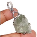 Handmade Natural Rough Green Amethyst Gemstone 925 Sterling Silver Pendant