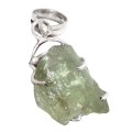 Handmade Natural Rough Green Amethyst Gemstone Nugget 925 Sterling Silver Pendant