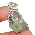 Handmade Natural Rough Green Amethyst Gemstone Nugget 925 Sterling Silver Pendant