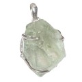 Handmade Natural Green Amethyst Rough Gemstone Nugget 925 Sterling Silver Pendant