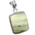 Handmade Natural Larsonite Rectangle Shape Gemstone .925 Sterling Silver Pendant