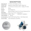 Deluxe 3 cts Natural London Blue Topaz White Cz Solid .925 Sterling Silver Size US 7 or O