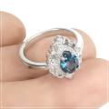 Deluxe Natural London Blue Topaz White Cz Solid .925 Sterling Silver Ring Size 8 or Q