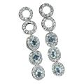 Deluxe Natural Unheated Aquamarine Ovals and White CZ Gemstone Solid .925 Sterling Silver Stud Earri